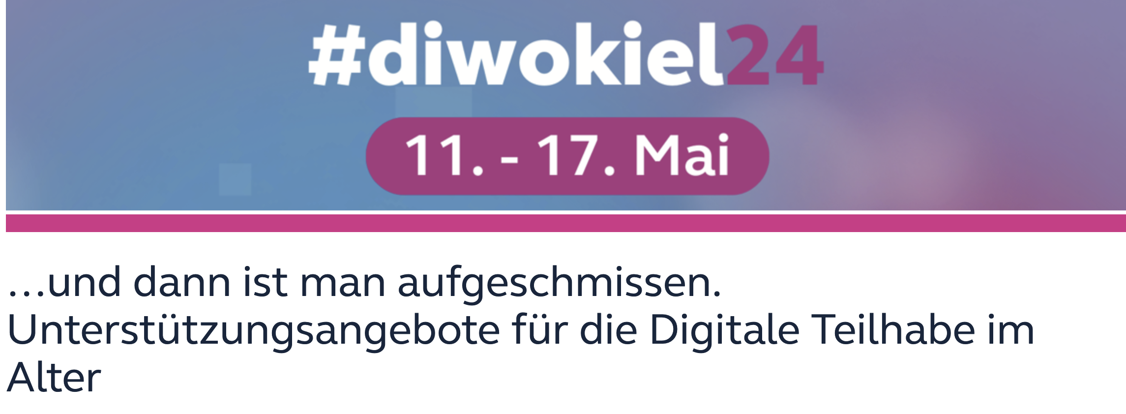 Ankündigung des Vortrags auf der WebSite der Digitalen Woche Kiel